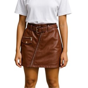 Rachel Zoe Faux Leather Mini Skirt Brown